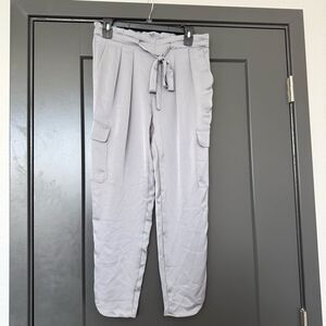 NWT Ramy Brook Allyn Satin Pocket Silver Pants Size Large